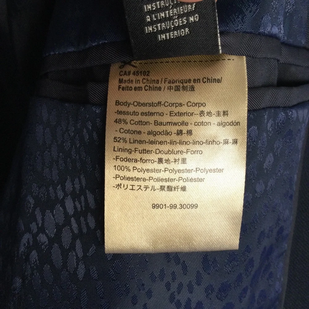 SCOTCH & SODA Men’s Linen Cotton Blend Blazer Navy Blue Sz Large/EU 50